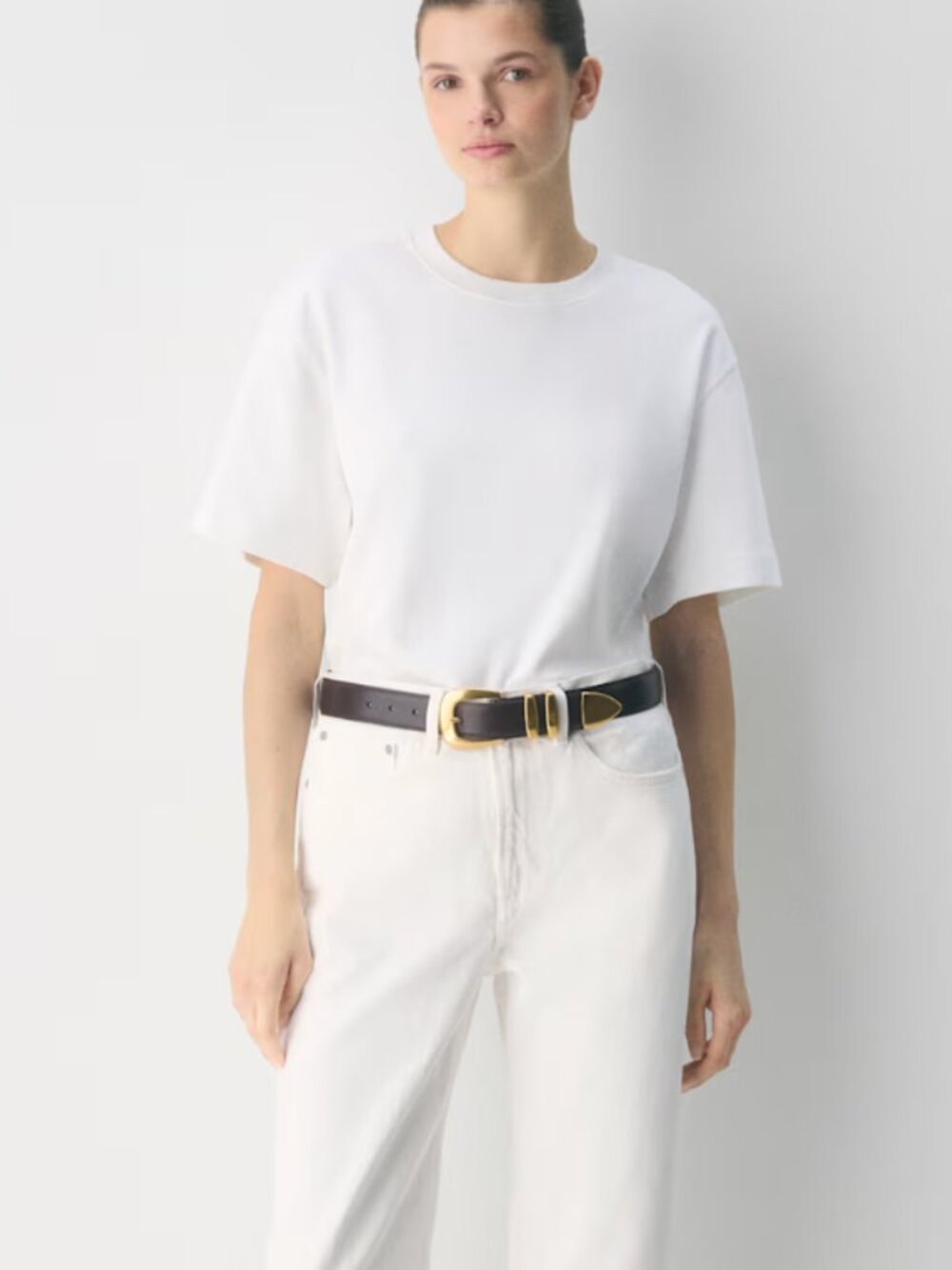 Aritzia Legendary Solid Brass Leather Wide Belt XS NEW